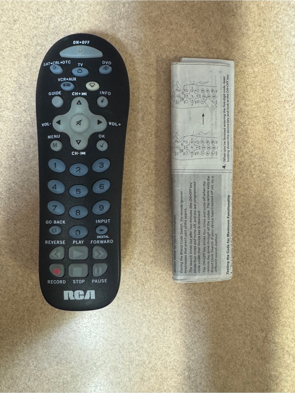 RCA Universal Remote Control Model RCR312WR